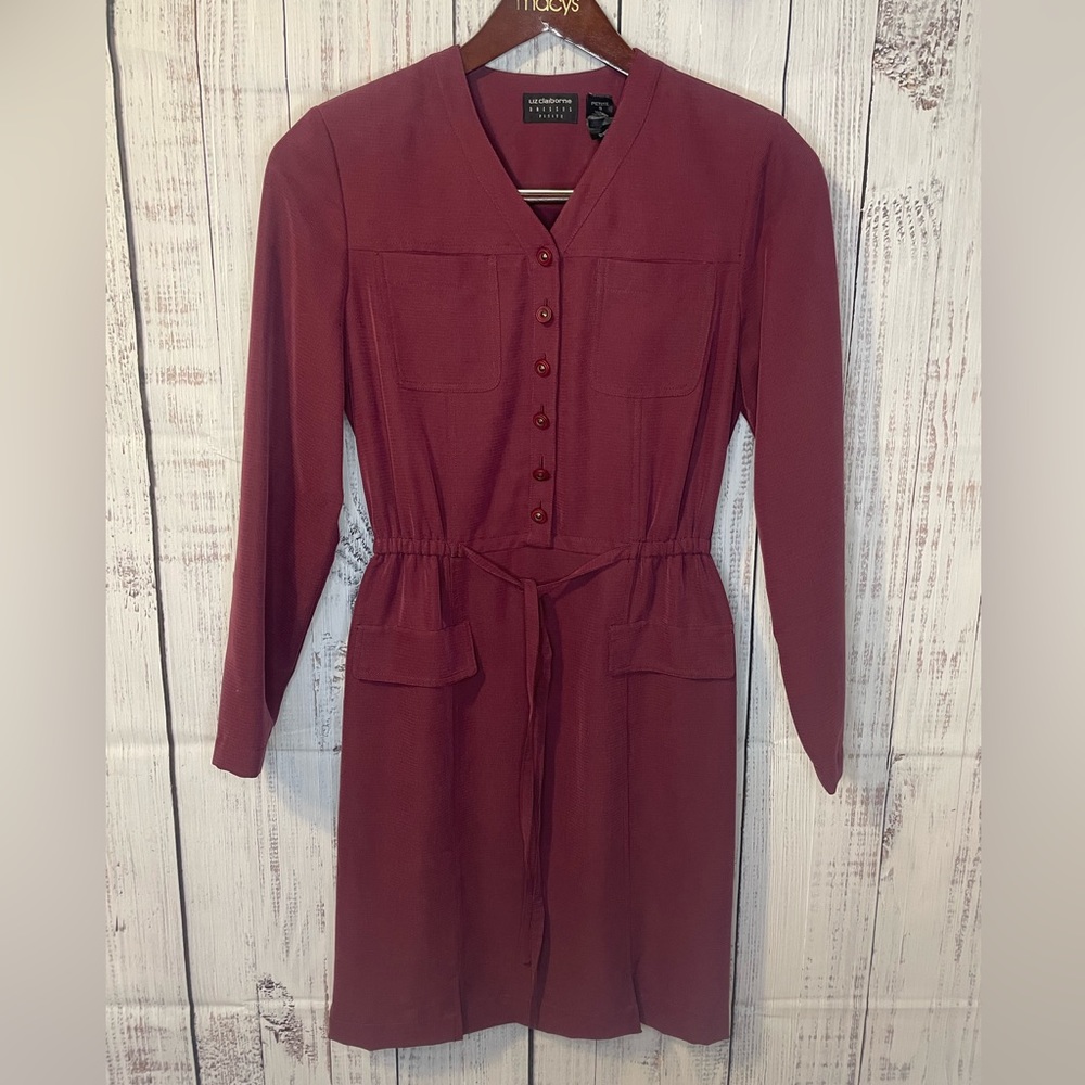 Plum/purple button down tie dress